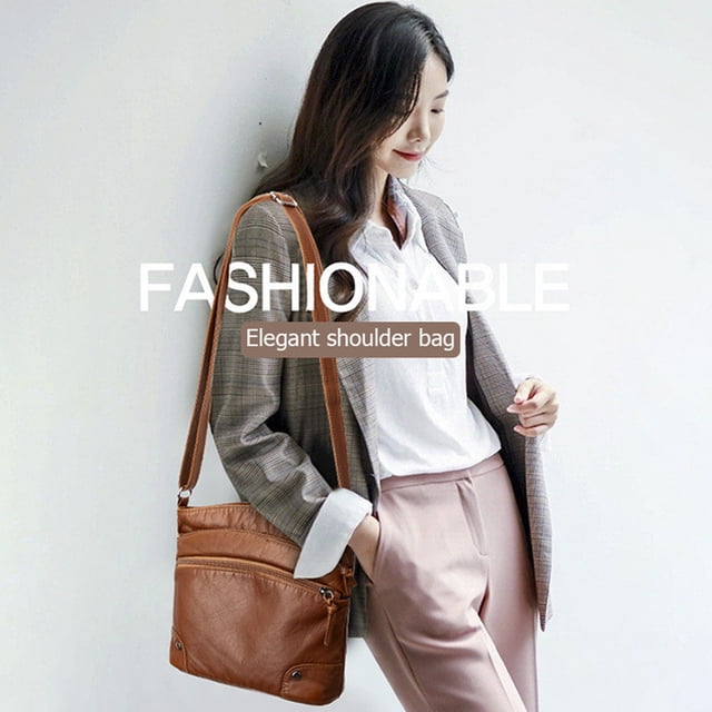 Bolso de hombro de gran capacidad para mujer bandolera de cuero Likrtyny suave con múltiples bolsillos bolso de compras exquisito a la moda