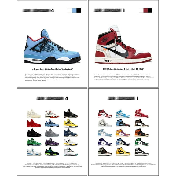 Qth Hypebeast Sneaker Posters Unframed Michael Jordan Poster Hypebeast Room Decor Shoes for Teen Boys Guys Men Room decor 4pcs 8x12 inch