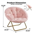 thumbnail image 2 of Alvantor Faux Fur Saucer Chair - Elegant Folding Disc Chair for Living Room & Bedroom, Gray/White/Pink, 2 of 7