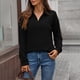 thumbnail image 2 of Camisetas para mujer,Blusa de manga larga para mujer, cuello redondo, botones delanteros, camisa informal de color liso, tela de rayón suave, ideal para uso diario y en casa, sopatenor, 2 of 9