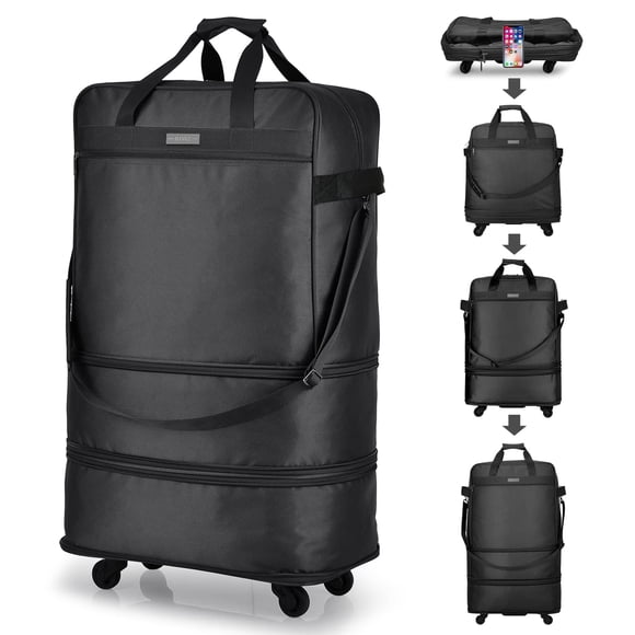 Bolsa de equipaje plegable expandible Suitcases Hanke, negra, 98 L