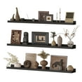 thumbnail image 4 of SeilKocv Wall Mounted Floating Shelves Set of 3, 48" Wood Wall Shelves for BedRoom Kitchen Bathroom, Black, 4 of 7