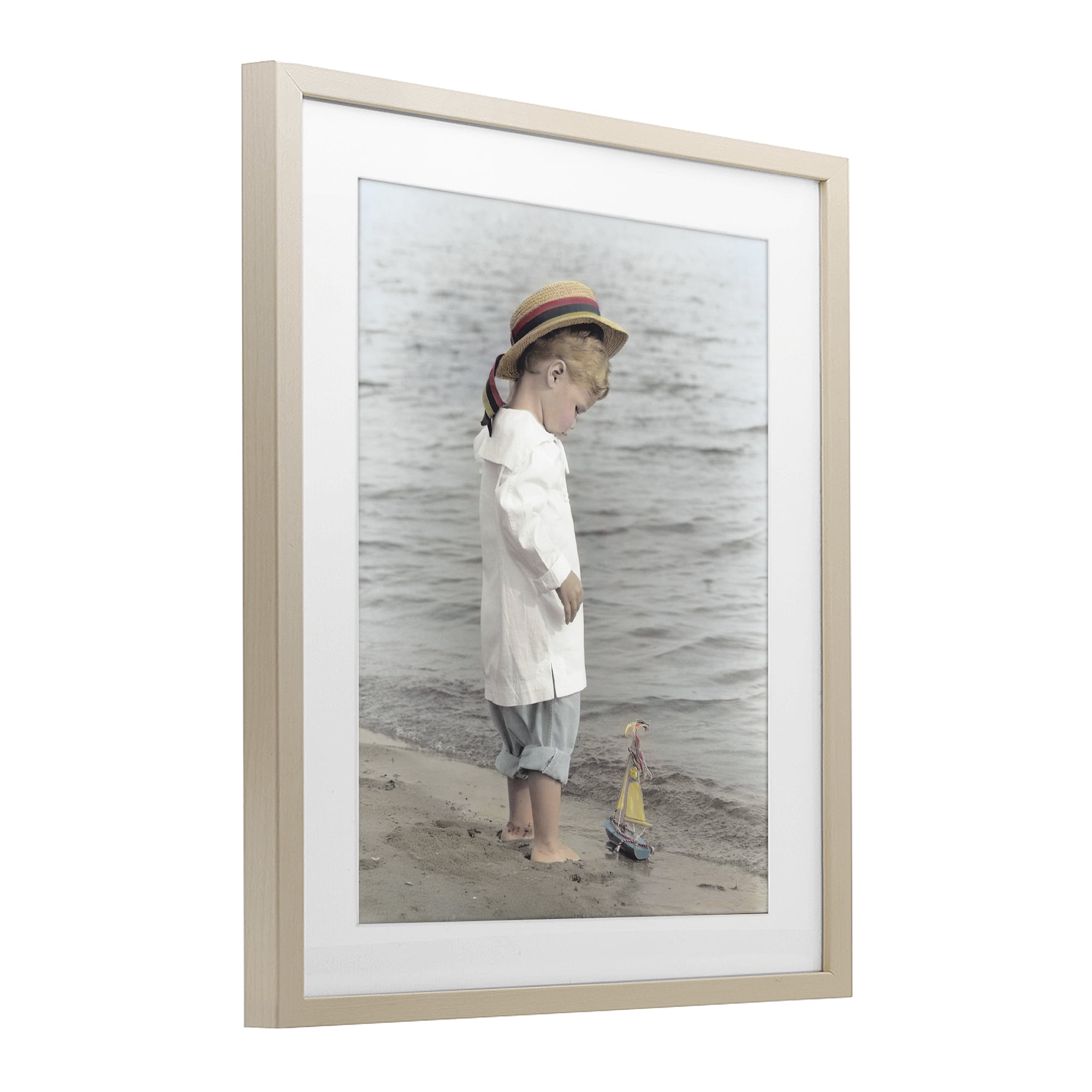 Stupell Industries Child on Beach Shore Birch Framed Print Under Glass, design by Kendra Dew