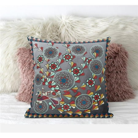 

Amrita Sen Designs CAPL570FSDS-BL-18x18 18 x 18 in. Glory of Flowers Peacock Suede Blown & Closed Pillow - Multi Color