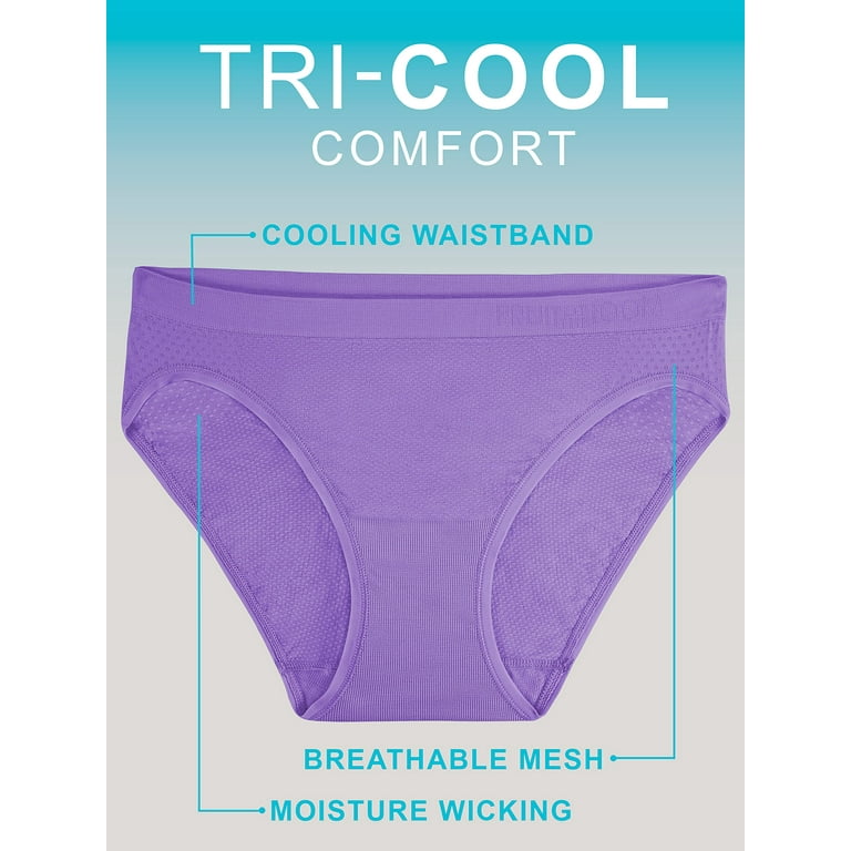 Fruit of the Loom Women's Underwear Breathable Panties (Regular & Plus  Size), Bikini - Seamless Mesh - 3 Pack, 7 
