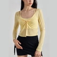 thumbnail image 2 of Kaemgyyd Long Sleeve Shirt for Women Summer Lightweight Workout Yoga Cropped Tops Comfy Twist Knot Cardigan, 2 of 7