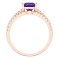 thumbnail image 4 of Clara Pucci 14K Rose Gold Princess Cut 1Ct Natural Amethyst Engagement Ring + Matching Band - Luxury Box Included, 4 of 7