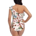 thumbnail image 5 of Sikiie Watercolor Floral With Butterflies Print Women One Piece Swimsuits Tummy Control One Shoulder Bathing Suits Ruffle Swimwear, From S to XXL-Small, 5 of 6