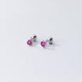 thumbnail image 3 of K-KED 925 Real Sterling Silver Double Sided & CZ Crystal 4mm Heart Ball Stud Earrings-Pink, 3 of 6