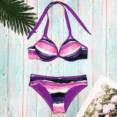 Baqcunre Swim Suits for Women 2024  Women Bandeau Bandage Bikini Set Push-Up Brazilian Swimwear Beachwear Swimsuit  Bikini Sets for Women  High Waisted Bikini Sets for Women Pink XL