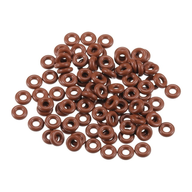 O Ring Seal Gasket, 2.5mm ID x 2mm CS for Cars Trucks SUVs Trailers Orings Seal Washer Replacement Automotive Faucet Repair Brown, 100 Pcs
