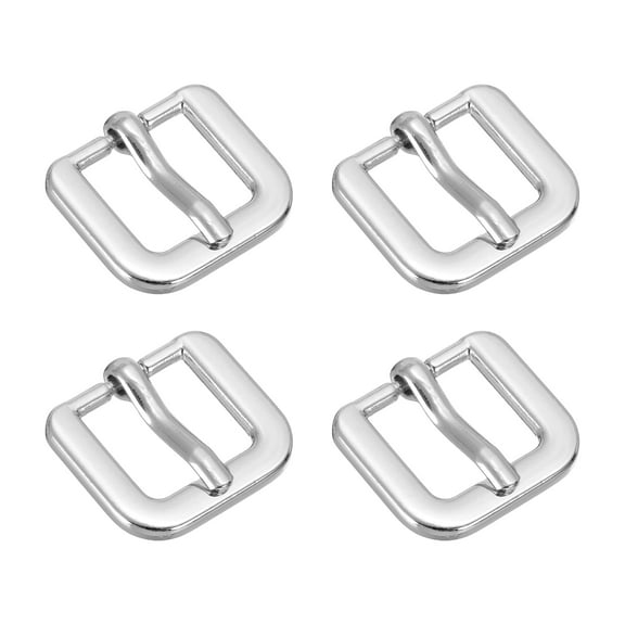 Metal Roller Buckle, 4Pack 0.63 Inch Single Prong Belt Buckle Square Replacement Bar Buckles for Leather Craft Accessories Belt, Silver