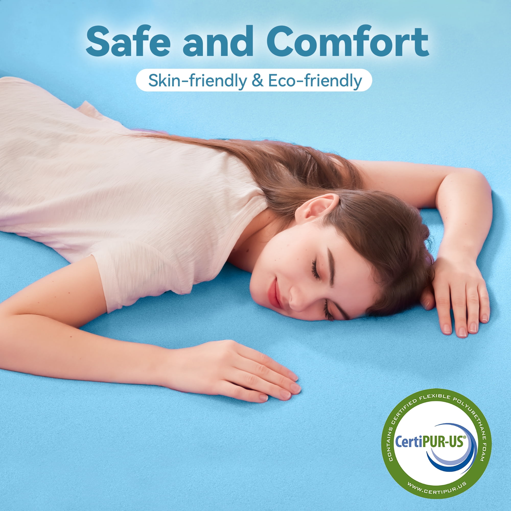 BDEUS 2 Inch Gel Memory Foam Mattress Topper, Comfort Body Support & Pressure Relief, CertiPUR-US Certified, Twin