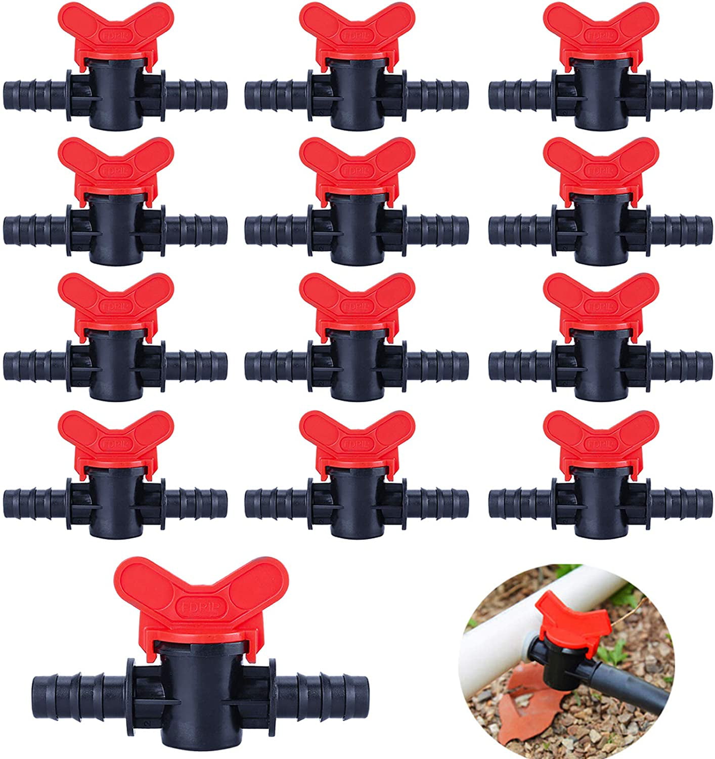5Pcs 16mm Ball Valve Barbed Water Hose Pipe Drip Irrigation Connector Garden 
