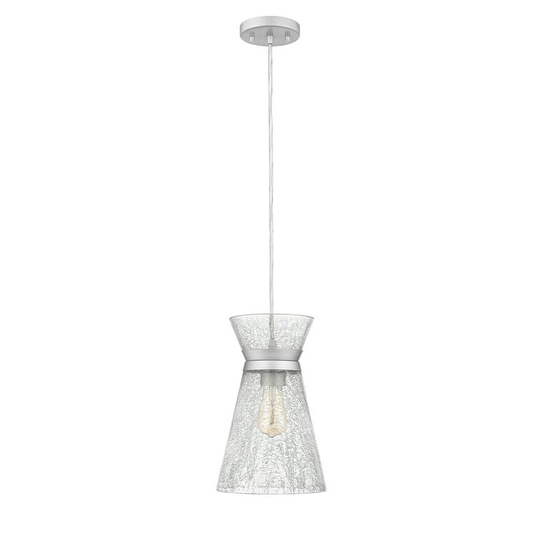 in. Pendant Clear Brushed Lia 8 1-Light Ove Light Decors Glass and Painted with Nickel ring finish Crackled