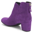 thumbnail image 3 of YDN Women Classic Round Closed Toe Chelsea Ankle Boots Block Low Heel Back Zipper Booties Winter Dressy Shoes Size 9.5 Purple, 3 of 5