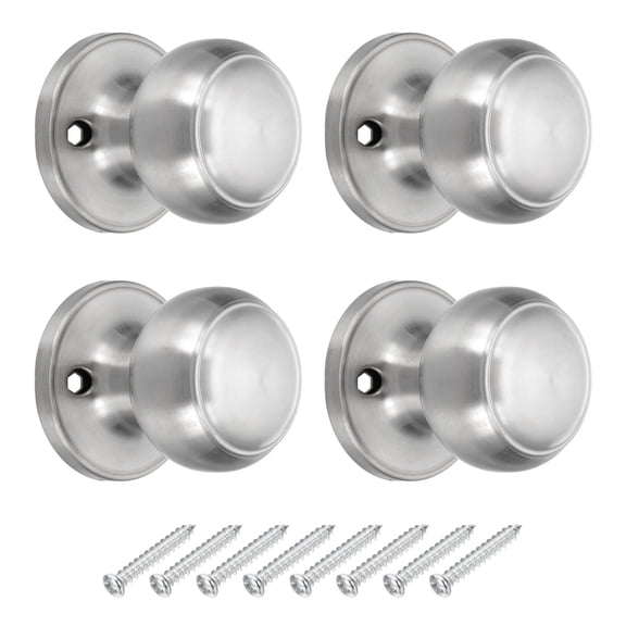 4 Pcs Dummy Door Handles Round Stainless Steel Door Knobs Non-Turning Side Knob Silver