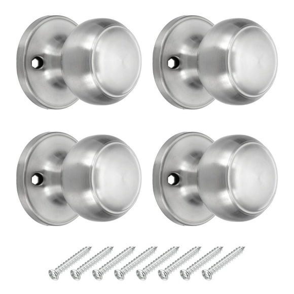 4 Pcs Dummy Door Handles Round Stainless Steel Door Knobs Non-Turning Side Knob Silver