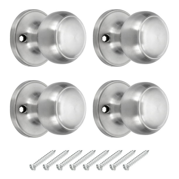4 Pcs Manijas de Puerta Falsas Redondas de Acero Inoxidable Pomo Lateral No Giratorio Plateado