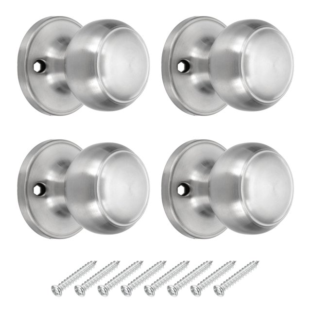4 Pcs Poignées de Porte Factices Rondes Boutons de Porte en Acier Inoxydable Bouton Latéral Sans Rotation Argent