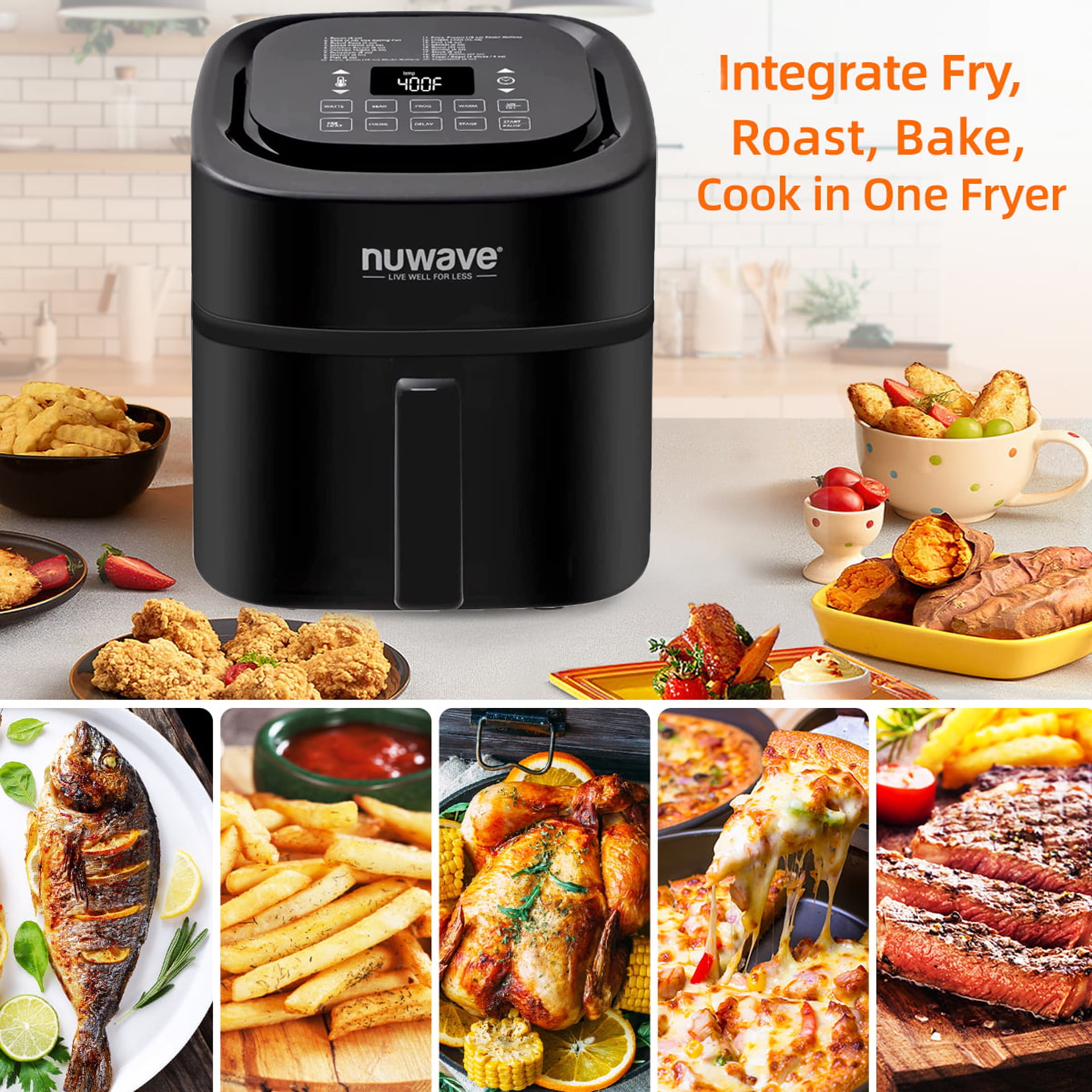 NuWave Brio 15.5-Quart Large Capacity Air Fryer + Grill; Probe; 2 15.5 –  Deal Supplies