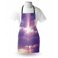 thumbnail image 3 of Landscape Apron Sunburst on Cloudy Sky Rainy Weather Romantic View Valentin's Day Picture Print, Unisex Kitchen Bib Apron with Adjustable Neck for Cooking Baking Gardening, Purple White, by Ambesonne, 3 of 3