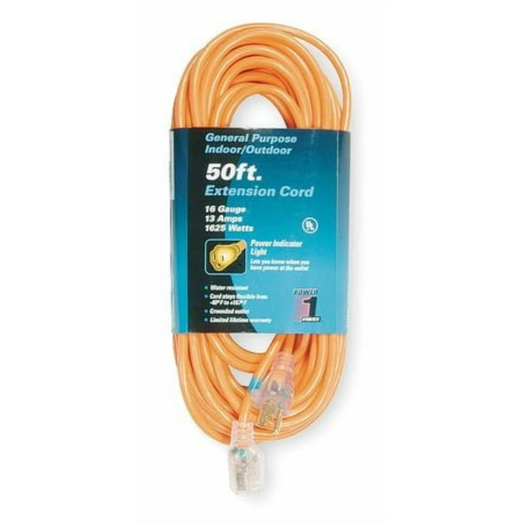 POWER FIRST 1FD53 50 ft. 16/3 Lighted Extension Cord SJTW