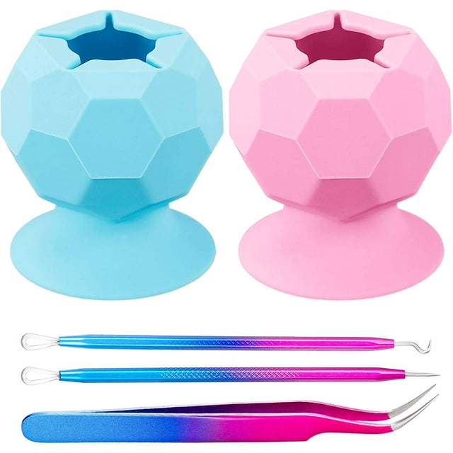 2 Pieces Suctioned Vinyl Weeding Scrap Collector with Craft Vinyl Weeding Tools Set Suctioned Tools Silicone Trash Scraps Collector for Vinyl Disposing Craft Vinyl Holder, Blue and Pink