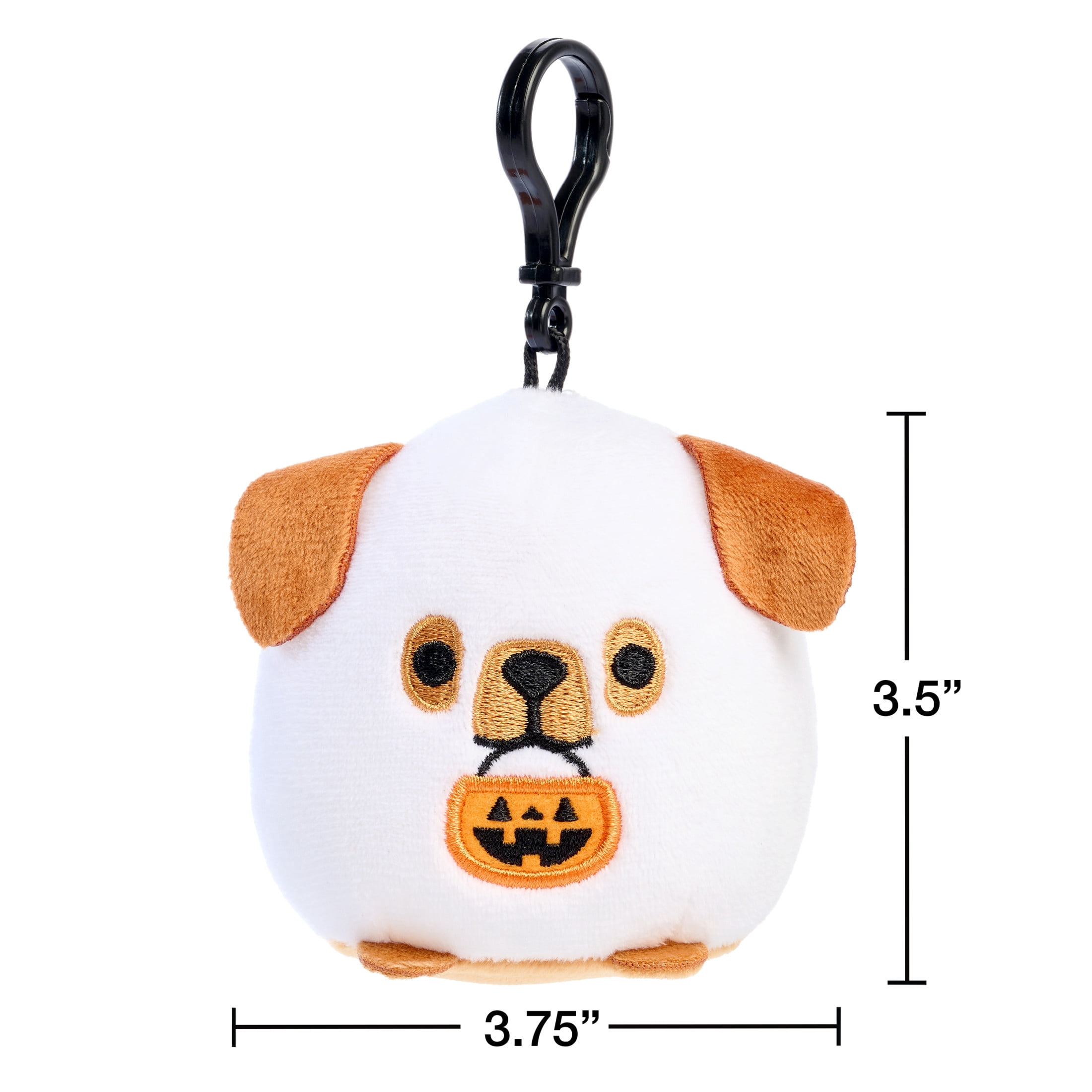 American Greetings Halloween Plush Keychain, Ghost Puppy with Jack-O'-Lantern