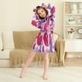 thumbnail image 5 of RMDQTR Hooded Fleece Bathrobe with Removable Belt and Pockets Soft and Absorbent for Home, Pool, Beach, Halloween, and Christmas Wear Pink and Purple Record Pattern, 5 of 8
