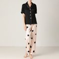 thumbnail image 4 of Gibobby Camisón de mujer Conjunto de pijamas Ropa de dormir Conjunto de lencería de mujer Sexy Nuevo Traje de ropa interior sexy Satén de seda Mujeres Top de manga corta y pantalones (Negro, M), 4 of 5