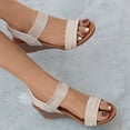 thumbnail image 2 of DPTALR Women's Thick Sole Round Toe Slope Heel Sandals Middle Heel Embossed Casual Sandals, 2 of 4