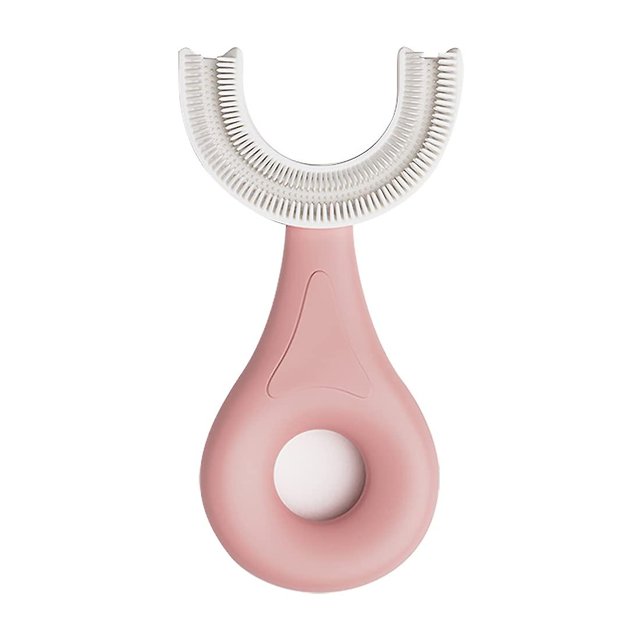 Cepillo de dientes en forma de U para niños, cabezal de cepillo de silicona suave de grado alimenticio, diseño de limpieza de dientes orales 360 para niños pequeños y niños