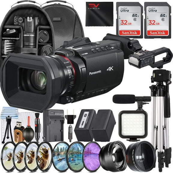 Panasonic HC-X2100 UHD 4K HDMI Lightweight Compact Camcorder with 2 Pack 32GB SanDisk Memory Card   Backpack   Filter Kit   SV Premium Accessory Bundle