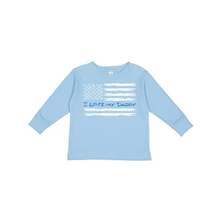 

Inktastic I Love My Daddy- Police Officer Distressed Flag Gift Toddler Boy or Toddler Girl Long Sleeve T-Shirt