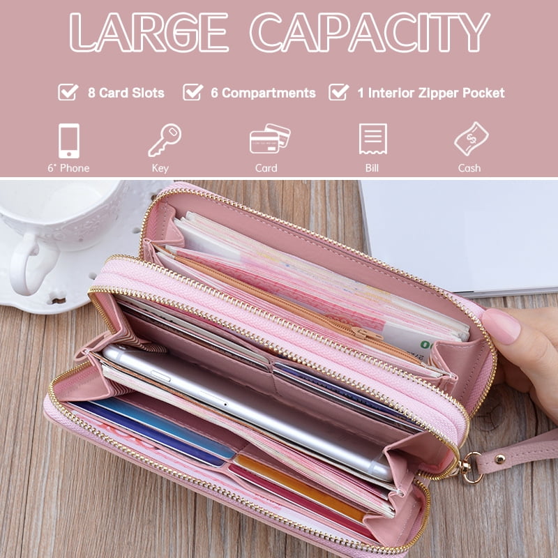 dodocool Women Purse Splicing Phones Bag Card Holder with Zippers Fashion Wallet Handbag