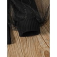 thumbnail image 6 of 2Pcs Little Girls Trousers Set Mesh Stitching Shirts Long Puff Sleeve Ribbed Round Neck Tops Star Snowflake High Waist Jeans Pant, 6 of 9