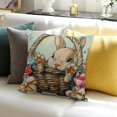thumbnail image 3 of Shiartex Rabbit Flowers Basket Pillow Covers Set for Home Sofa Couch Decor, 100% Linen, Set of 1, Soft & Skin-Friendly 20x20in, 3 of 5