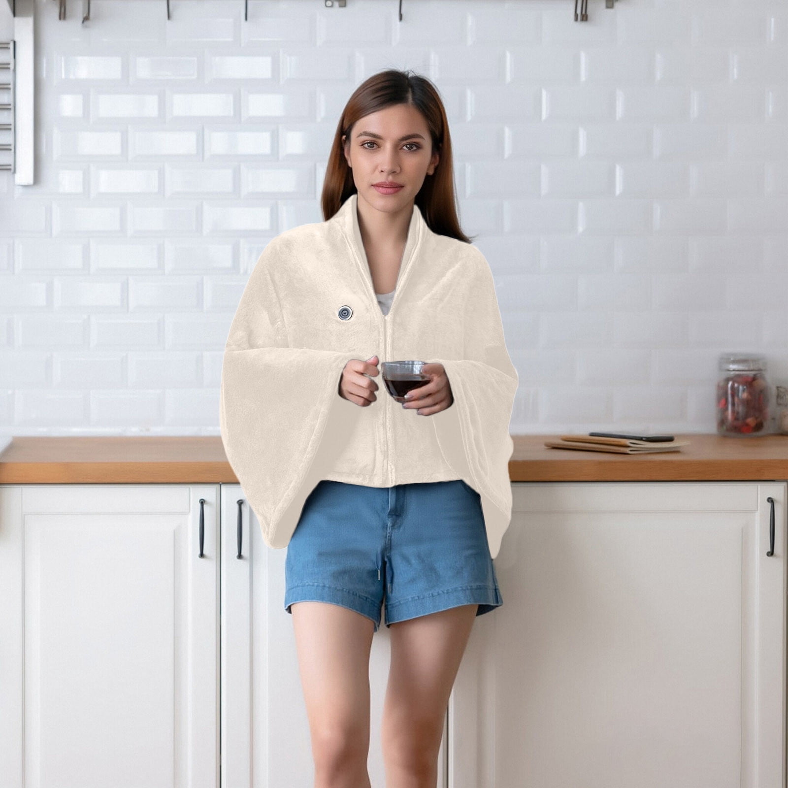 Portable Heating Blanket, USB Heated Shawl for Outdoor Camping and Office Use, Fast Heating Technology, Washable Warm Body Blanket with Adjustable Temperature Settings