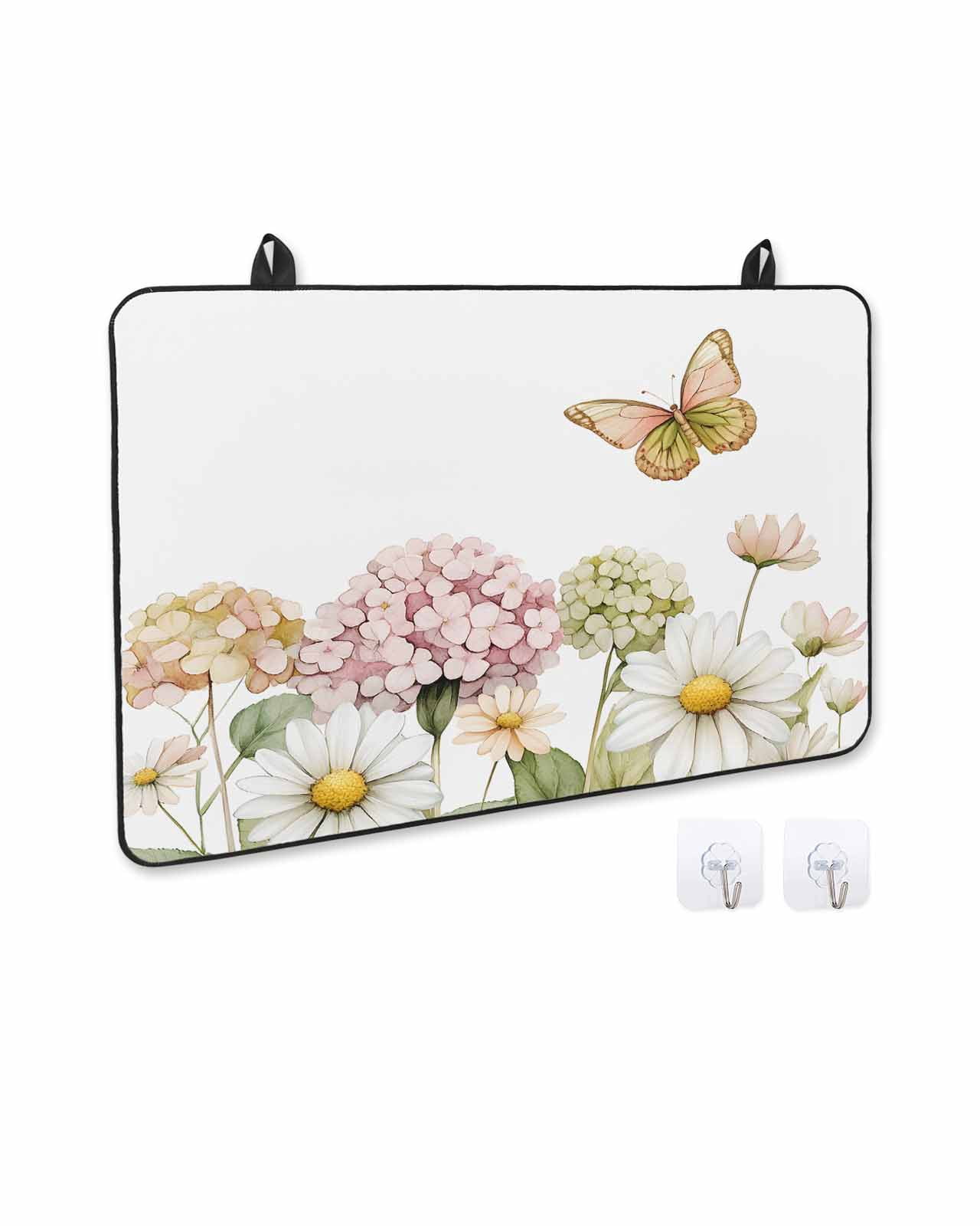 nqOlkjepod Large Induction Cooktop Protector Mat 36"x21", Spring Floral Stove Top Covers for Electric Stove, Pastoral Flower Summer Botanical White Stove Burner Cover Mats, Glass Top Stove Cover