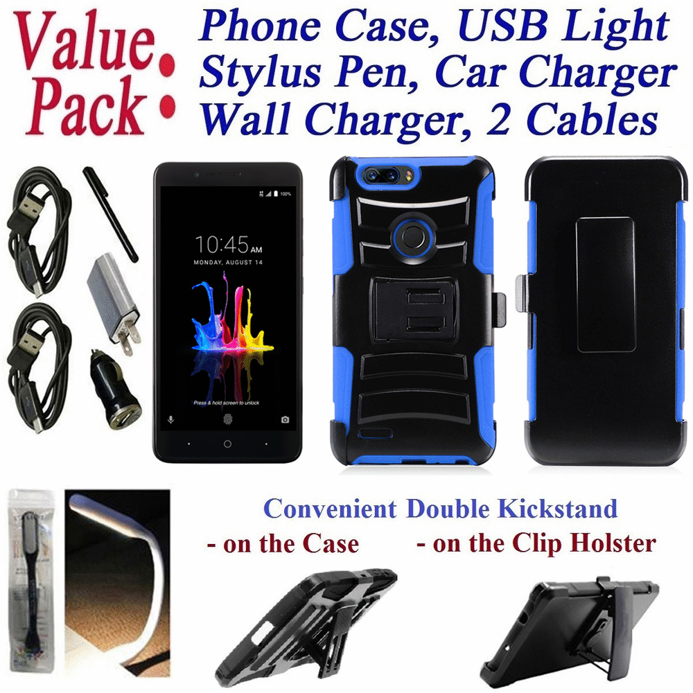 Value Pack Cables Chargers + for 6" ZTE Blade Z MAX bladeZmax Case Phone Case Belt Clip Holster