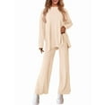 thumbnail image 2 of Women'S Two Piece Lounge Sets Matching Long Sleeve Shirts Wide Leg Pants Tracksuits Fall Clothes  L, 2 of 8
