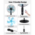 thumbnail image 4 of Ventilador de pedestal VEVOR de 18 pulgadas, 2700 CFM, con control remoto, 9 velocidades y 3 modos, altura ajustable y oscilante, motor de CC silencioso de 5 aspas, ideal para el hogar, color negro., 4 of 7