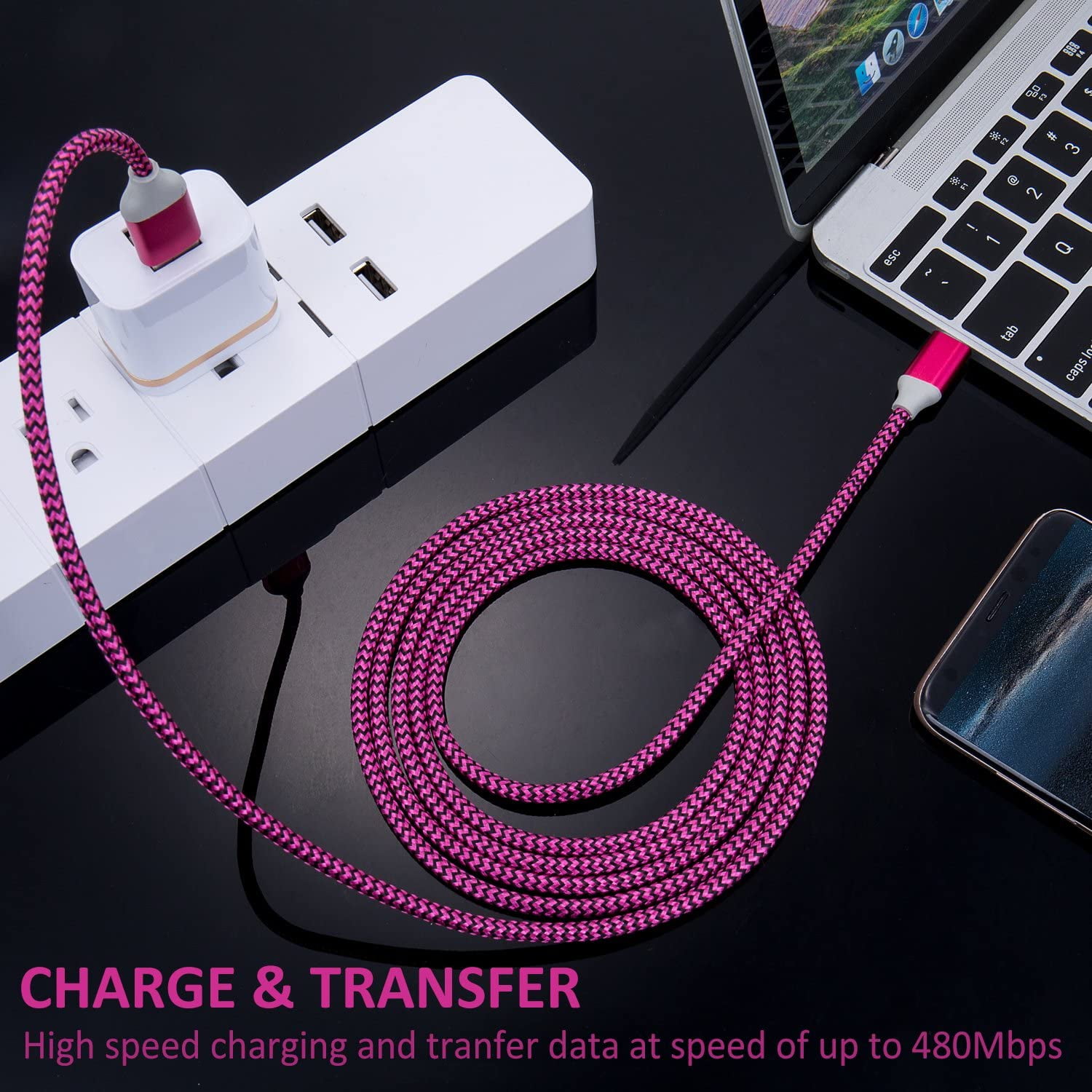 RGHJAR-USB C Charging Cord [3Pack 10ft],USB C Cable Fast Charger,USB A to USB C Nylon Braided USB C Charging Phone Charger Compatible with Samsung Galaxy S24 S23 S22 S21 S20 S10 Note 20 10 A20 A51 A7