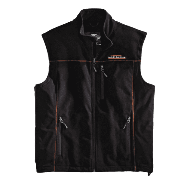 HarleyDavidson™ Men's Fleece MidLayer Vest Windproof, Black. 98567