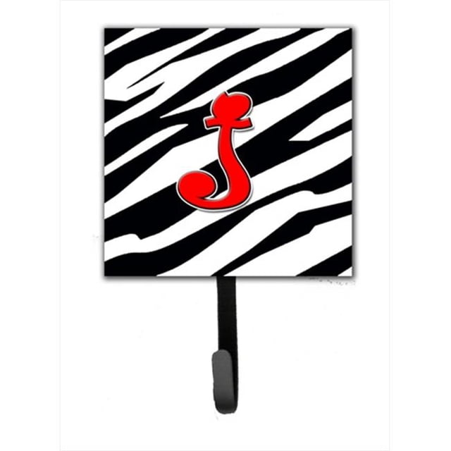 Carolines Treasures CJ1024-JSH4 Letter J Initial Monogram - Zebra Red Leash Holder Or Key Hook