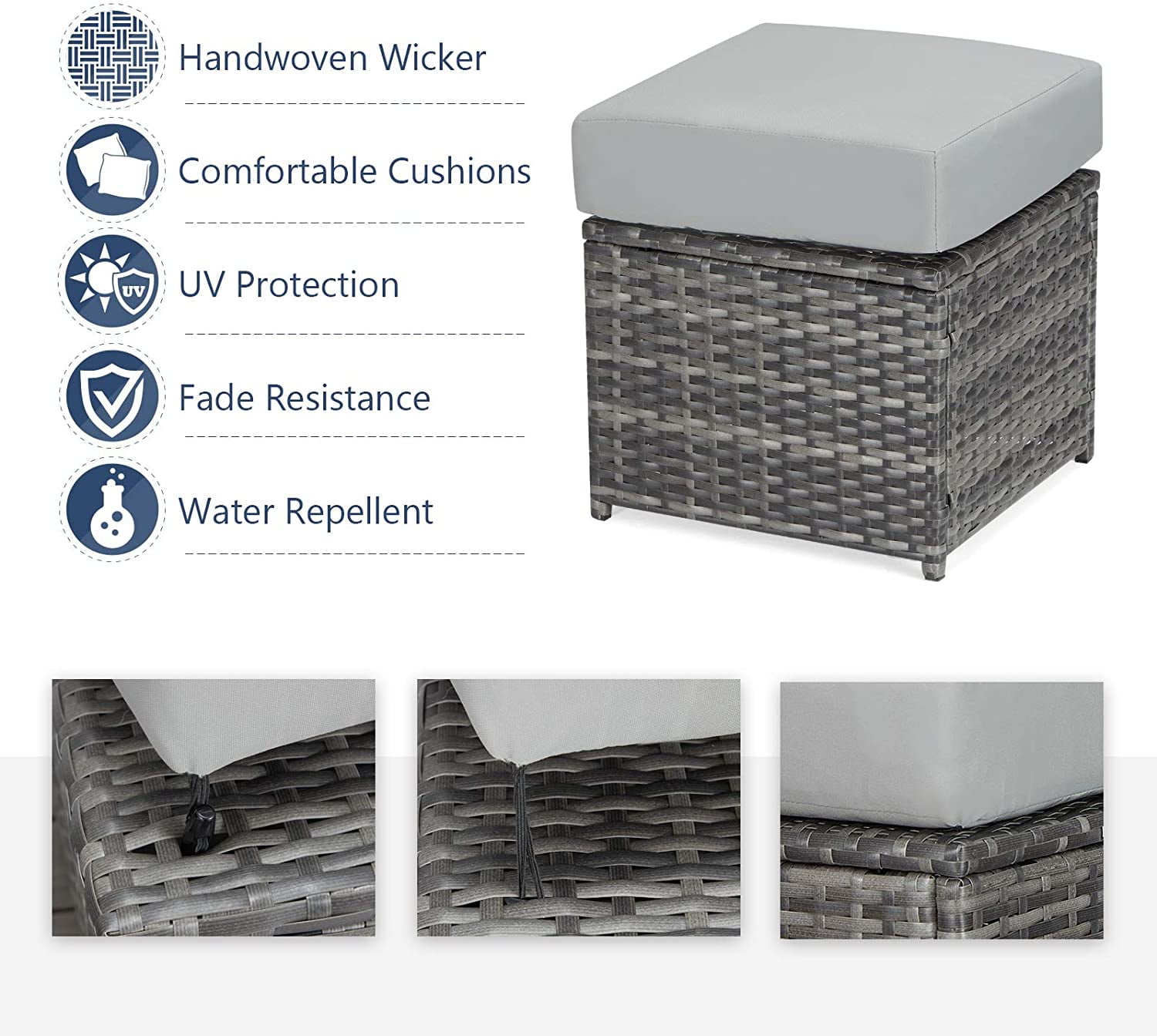 Danrelax 7-Piece Patio Conversation Set, Outdoor Sectional Sofa, PE Rattan Wicker, Steel Frame, Gray