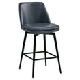 thumbnail image 5 of CHITA 27 inch Counter Height Swivel Bar Stools Low Back Set of 3, Metal Base, Faux Leather in Navy Blue, 5 of 10