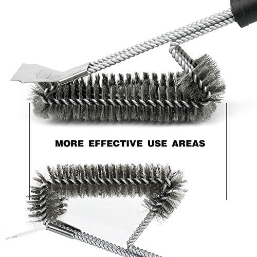 GRILLART Grill Brush and Scraper Best BBQ Brush for Grill, Safe 18" Stainless Steel Woven Wire 3 in 1 Bristles Grill Cleaning Brush