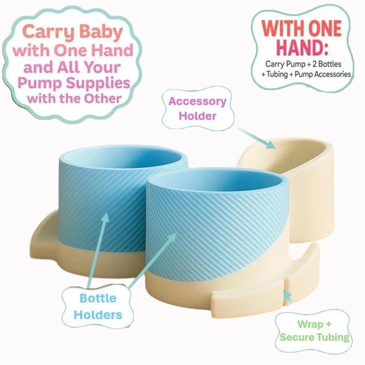 Bottle & Hose Holder for Spectra Breast Pump | Fits All S1 S2 Versions | Organize and Simplify Your Pumping Journey | Functional Design for Easy Use (White-Pink)